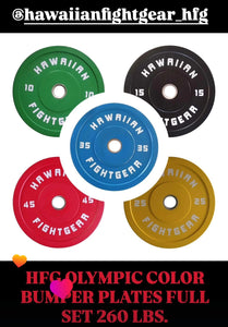 NEW HFG OLYMPIC COLOR BUMPER PLATE FULL SET 260 LBS NOW AVAILABLE!