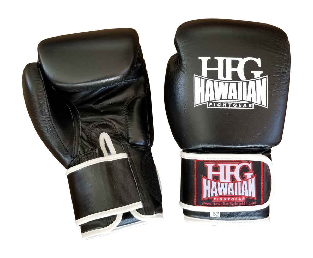 HFG FAIRTEX STYLE "BACK IN BLACK" BOXING GLOVES Hawaiian Fightgear