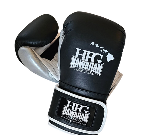 New! HFG 3.0 "Gel Pro" Training Boxing Gloves (Black/White/Silver)